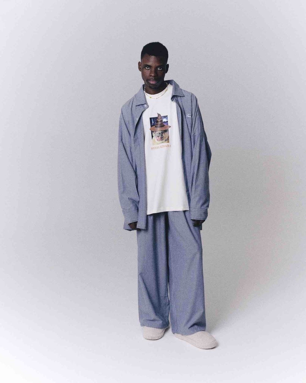 Рубашка One Two Oversized Striped Shirt Dirty-Blue