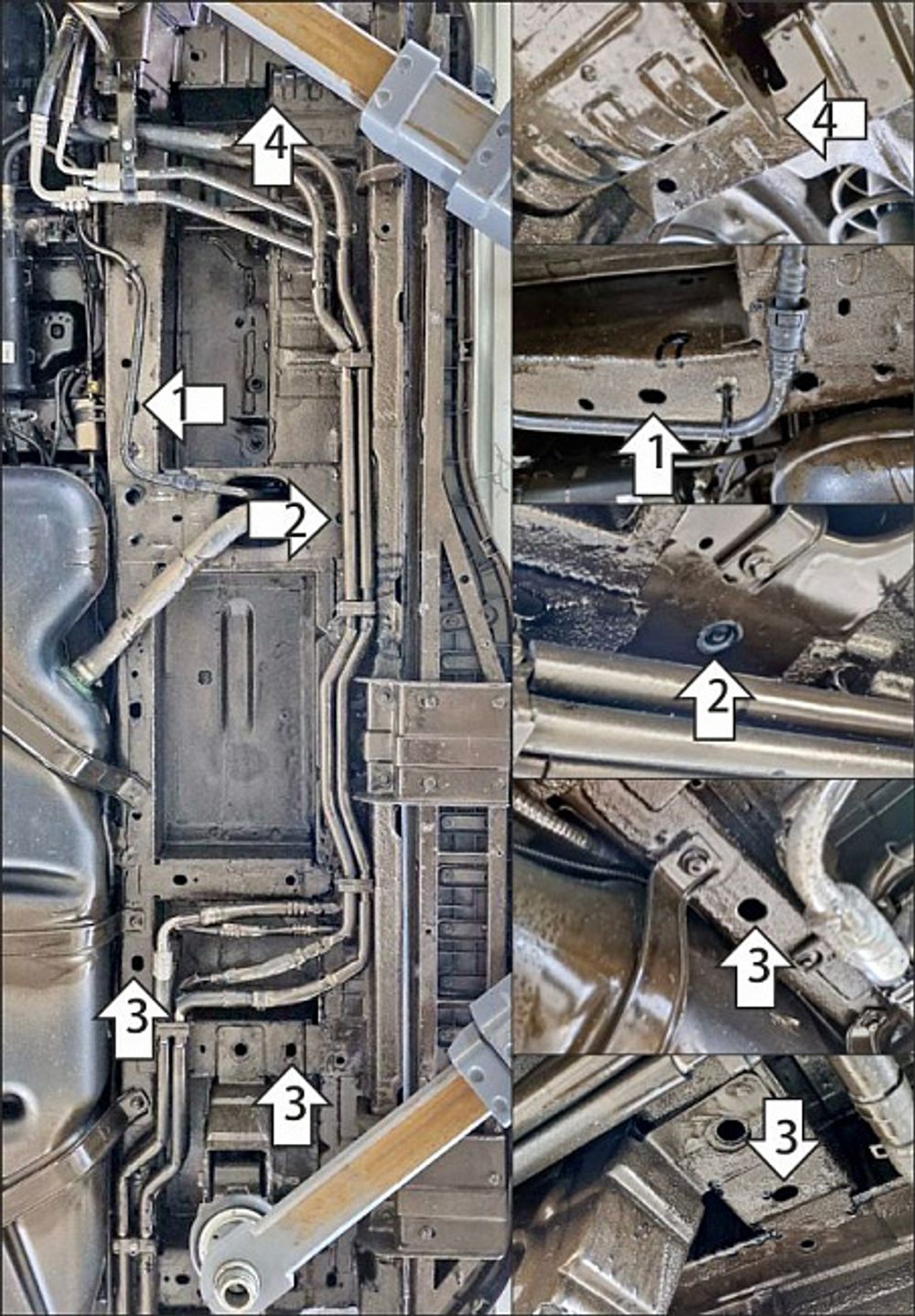 Защита трубок кондиционера. 4 мм, Алюминий для Ford Tourneo Custom 2023-н.в., Motodor.340703