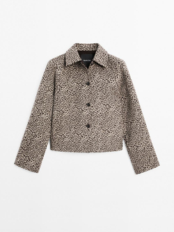 Massimo Dutti Короткое пальто из смесовой шерсти, коричневый