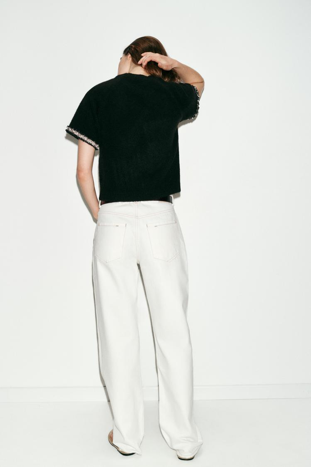 ZARA СВИТЕР С БУСИНАМИ, ЧЕРНЫЙ