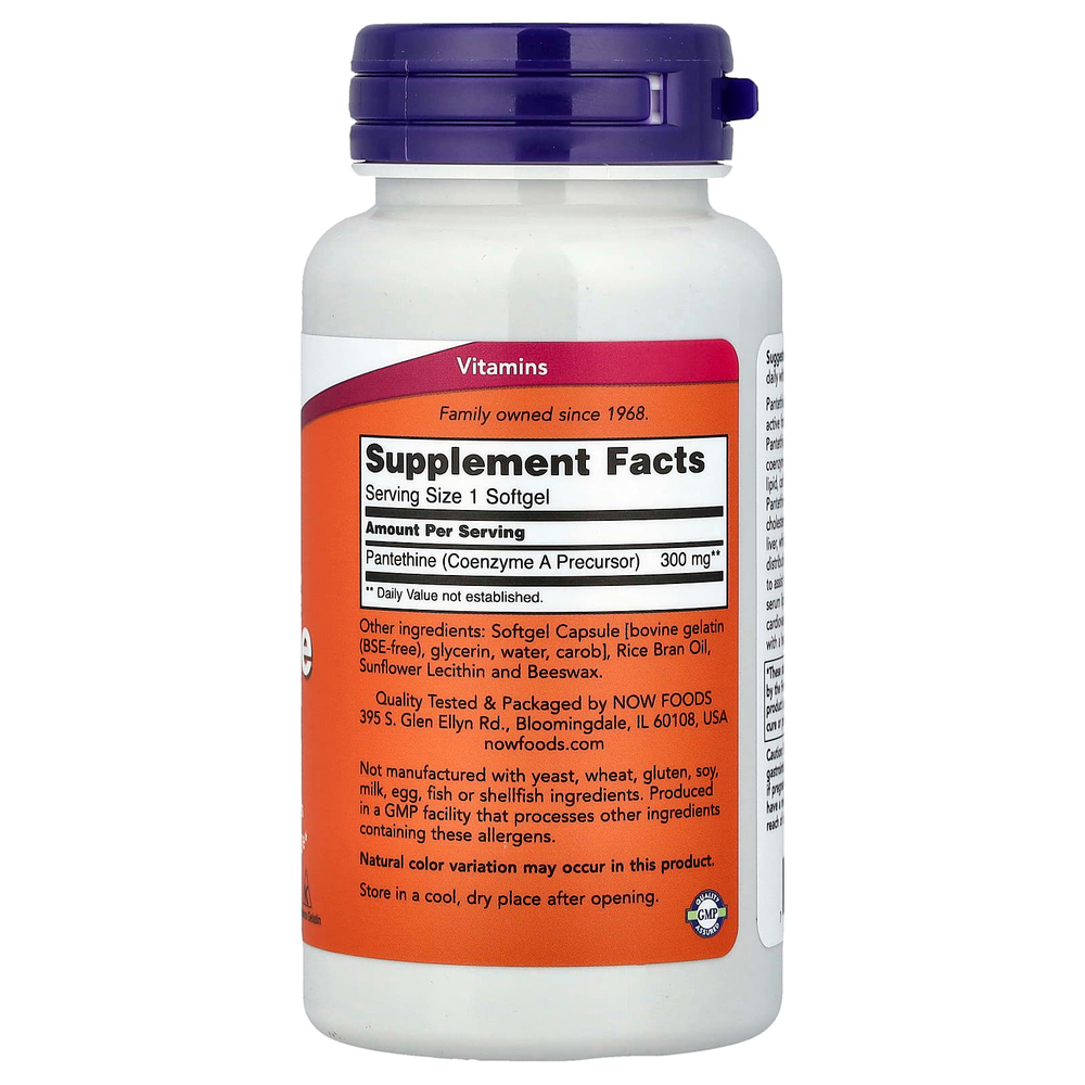 NOW Foods, пантетин, 300 мг, 60 капсул