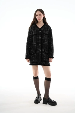 Прямая юбка-мини черная