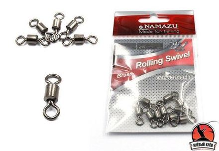 Вертлюг Namazu ROLLING SWIVEL, латунь, цв. BN, р. 4, test-29 кг (уп.10 шт)