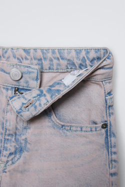 ZARA ДЖИНСЫ WIDE LEG С ЭФФЕКТОМ ПОТЕРТОСТИ, РОЗОВЫЙ