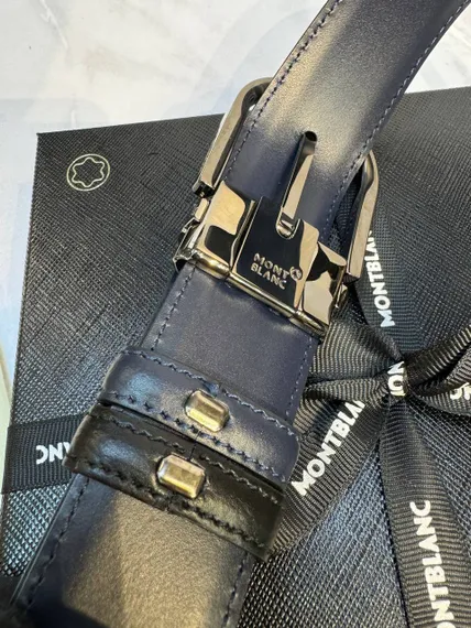 Двусторонний ремень Montblanc из кожи черного цвета 35мм