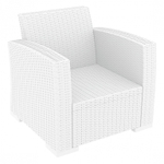 Кресло пластиковое плетеное с подушками Siesta Contract Monaco Lounge, белый