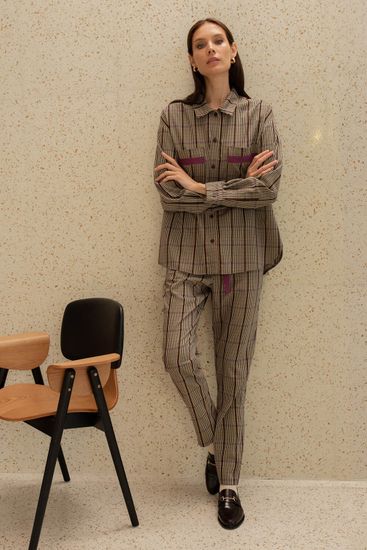 Рубашка 56398 Бордовый клетка