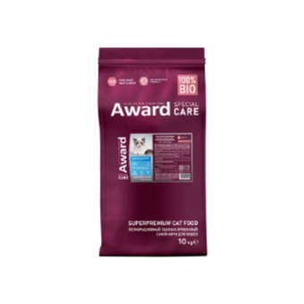 Сухой корм AWARD SPECIAL CARE Sensitive Skin&Coat для взрослых кошек для здоровой кожи и шерсти со свежей белой рыбой 10кг