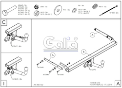 Фаркоп оцинкованный Galia F118A для Ford B-Max 2012-(паспорт и сертификат в комплекте)(без электрики)