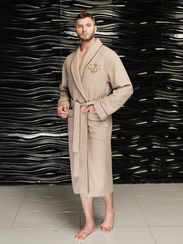 Мужской вафельный халат PATRICK бежевый