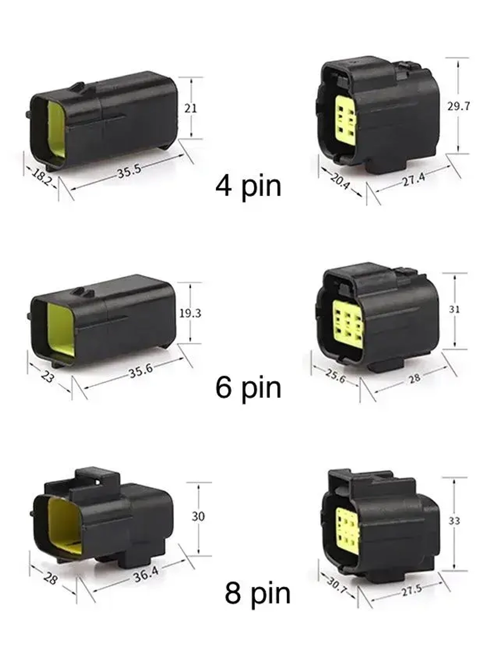 Разъем герметичный 6 pin (6 контактов), без проводов, 1 комплект, универсальный (мама + папа)