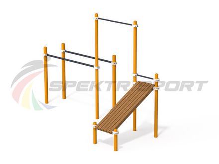Комплекс из скамьи наклонной, турника и брусьев Воркаут SP GTO-29_76mm 108