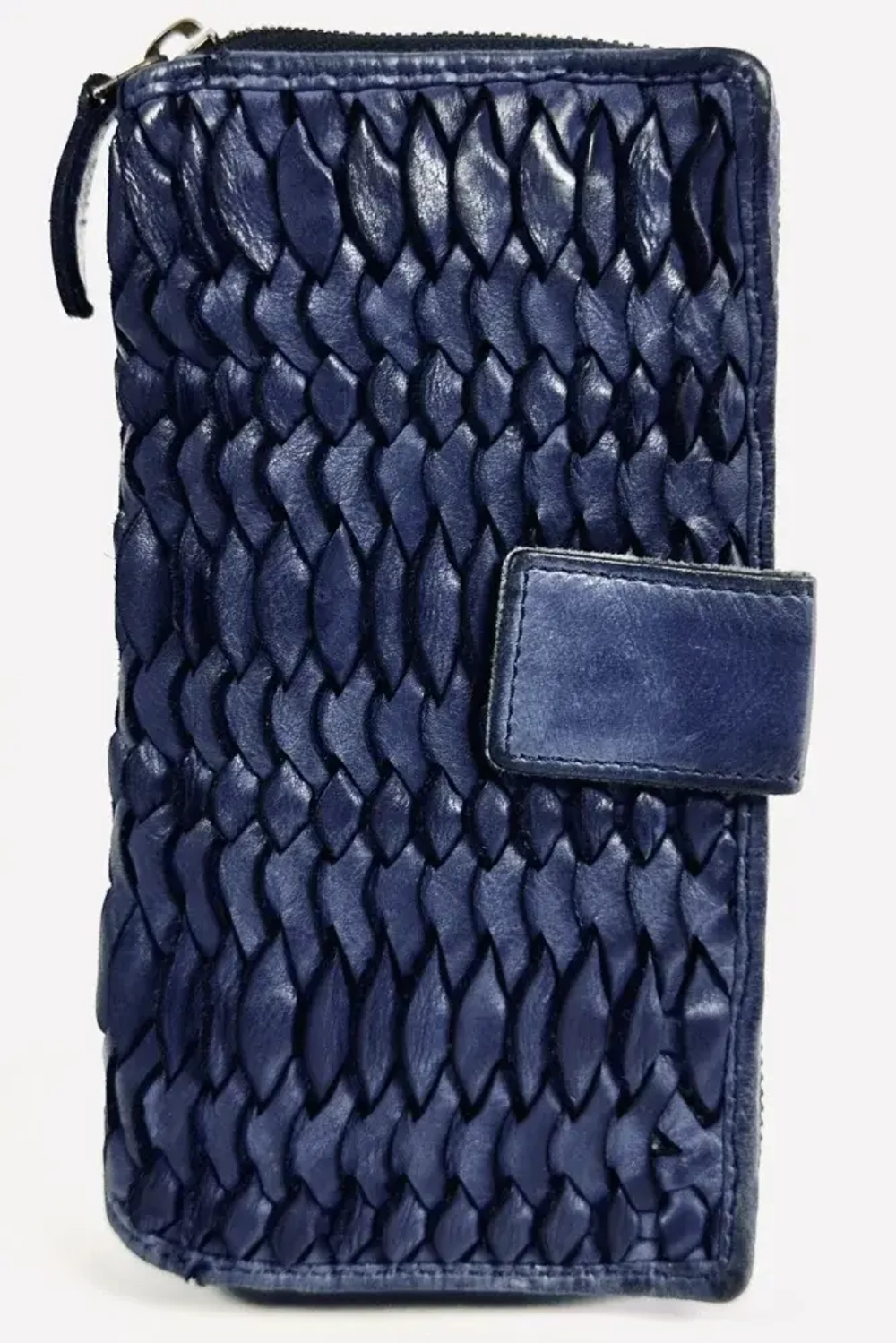 Женский кошелек из натуральной винтажной кожи синего цвета