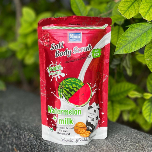 Солевой скраб для тела с кожурой грецкого ореха Арбуз и Молоко Salt Body Scrab Watermelon + Milk Yoko
