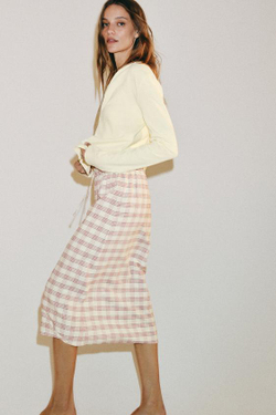 ZARA ЮБКА МИДИ В КЛЕТКУ — ZW COLLECTION, РАЗНОЦВЕТНЫЙ