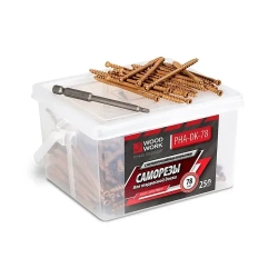 Саморезы для скрытого крепежа террасной доски 4,2x58 мм - набор 400 штук в комплекте с битой Т15. антикоррозийное покрытие WOODWORK