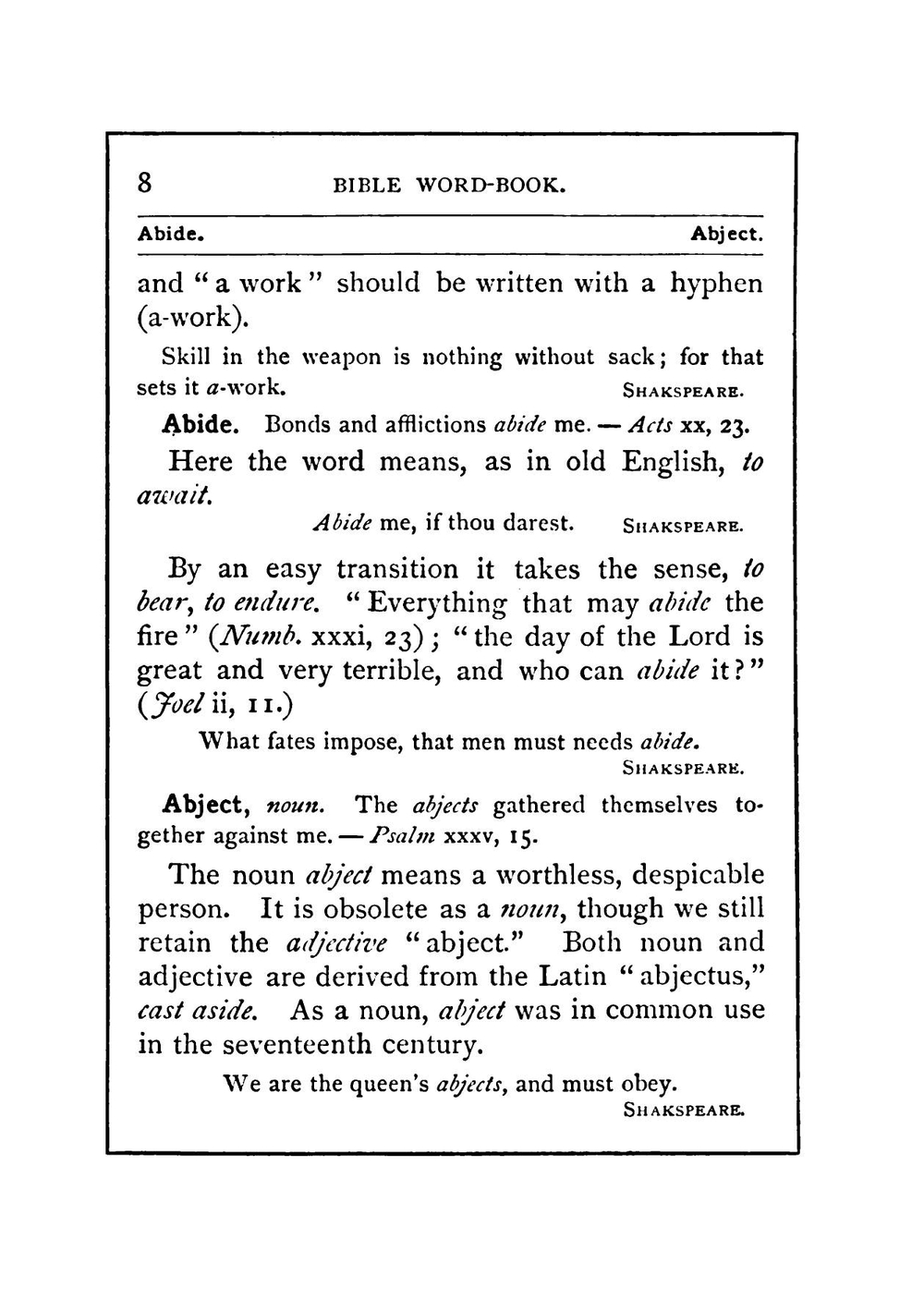 Bible Word-Book. A Glossary of Scripture Terms Which Have Changed Their Popular Meaning, Or Are No Longer in General Use | William Swinton