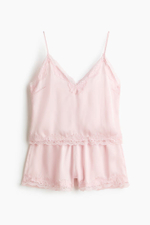 Пижама из атласа с кружевной тесьмой - H&M