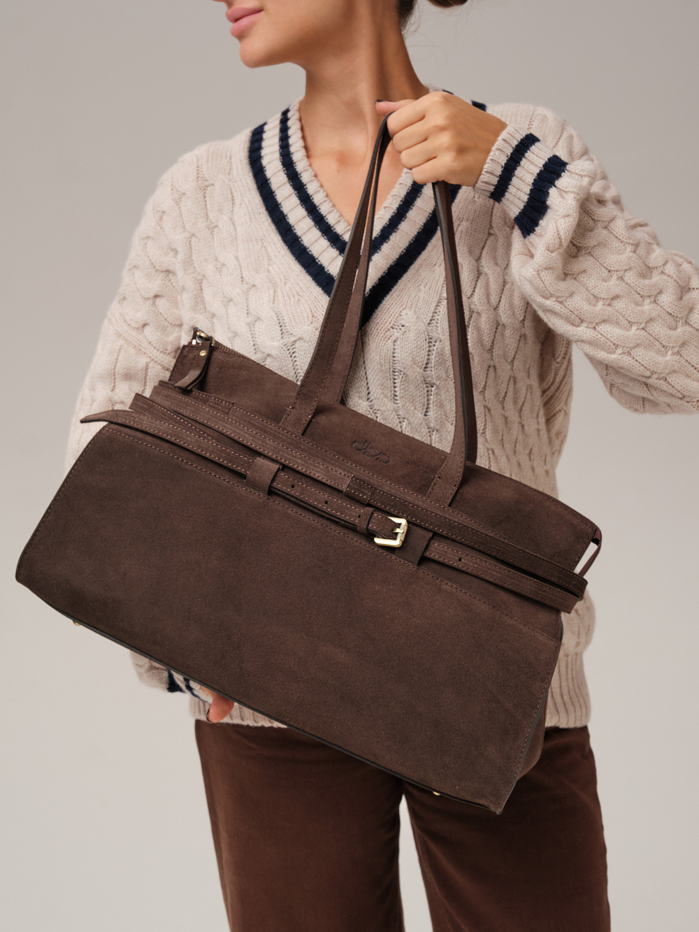 Замшевая сумка DBR 31152 темно-коричневый