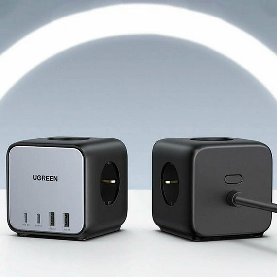 Сетевое зарядное устройство Ugreen CD268 DigiNest Cube 65W 2*USB-C/2*USB-A (60113) серый космос