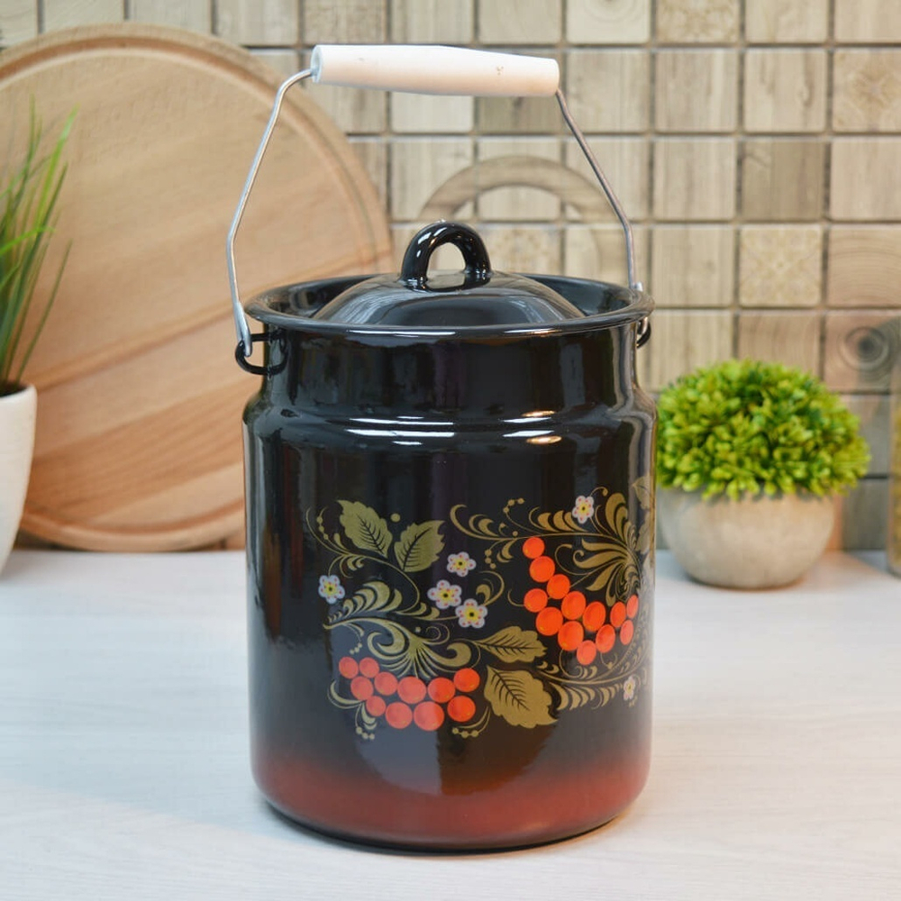 Бидон 3,5л "Рябина" черная с красным тонированием