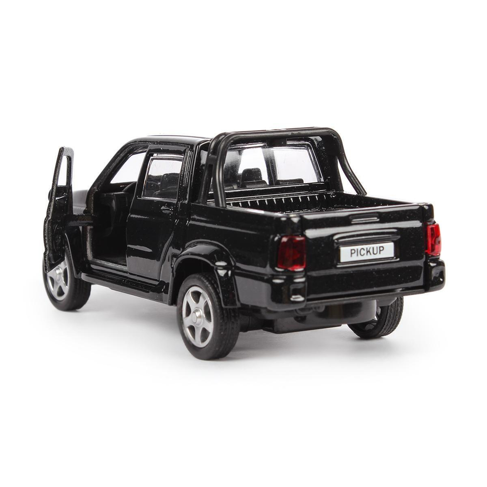 Модель ин. мет. "UAZ Pickup" 12см, открыв. двери, черный в коробка PICKUP-BK (Технопарк)
