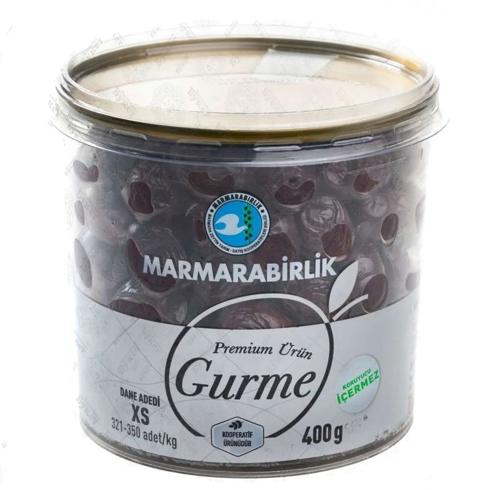 Маслины Marmarabirlik,Gurme_Premium_XS 321-350 черные,400г