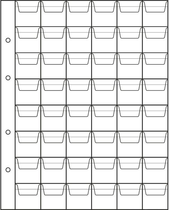 Лист для хранения монет на 48 ячеек (формат Optima) (200х250 мм)