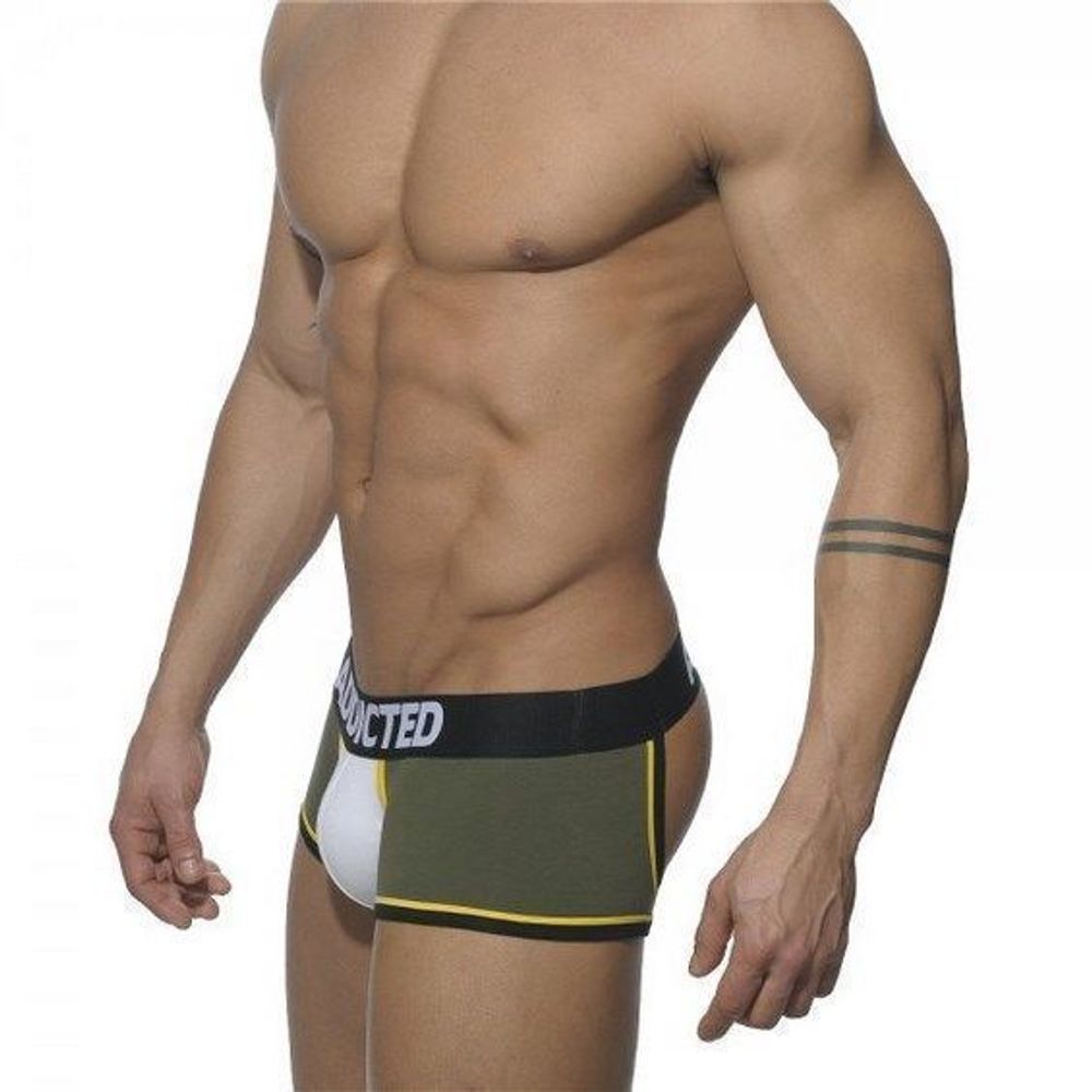 Мужские трусы джоки боксеры хаки с белой вставкой Seobean Addicted