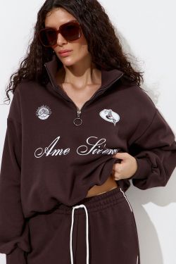 Олимпийка с короткой молнией "Âme Sirène" цвета шоколад