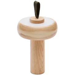 Переносная настольная лампа Luba из массива ясеня и зеленой ручкой