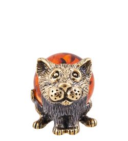 Народные промыслы AM-3671 Фигурка «Котенок» (латунь, янтарь)