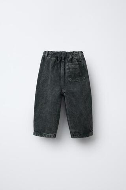 ZARA БРЮКИ ИЗ ТВИЛА С ЭФФЕКТОМ ПОТЕРТОСТИ, СИНИЙ