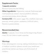 Klaire Labs - Betaine HCI 100 capsules
