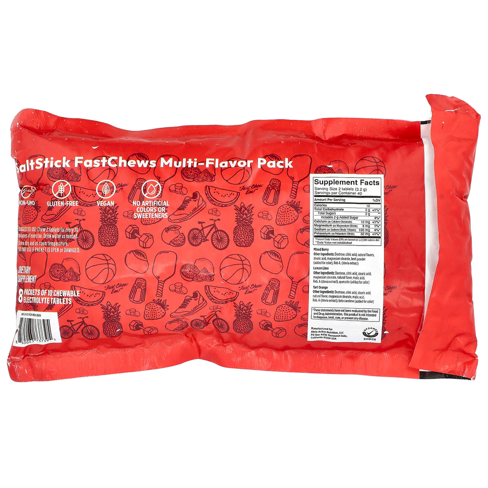 SaltStick, FastChews®, жевательные электролиты, с разными вкусами, 8 пакетиков