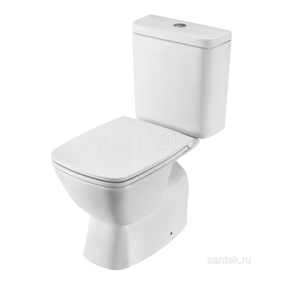 Унитаз-компакт Santek Нео с горизонтальным выпуском, стандарт- 2 реж., дюропласт, безободковый, микролифт, тонкое 1WH302418