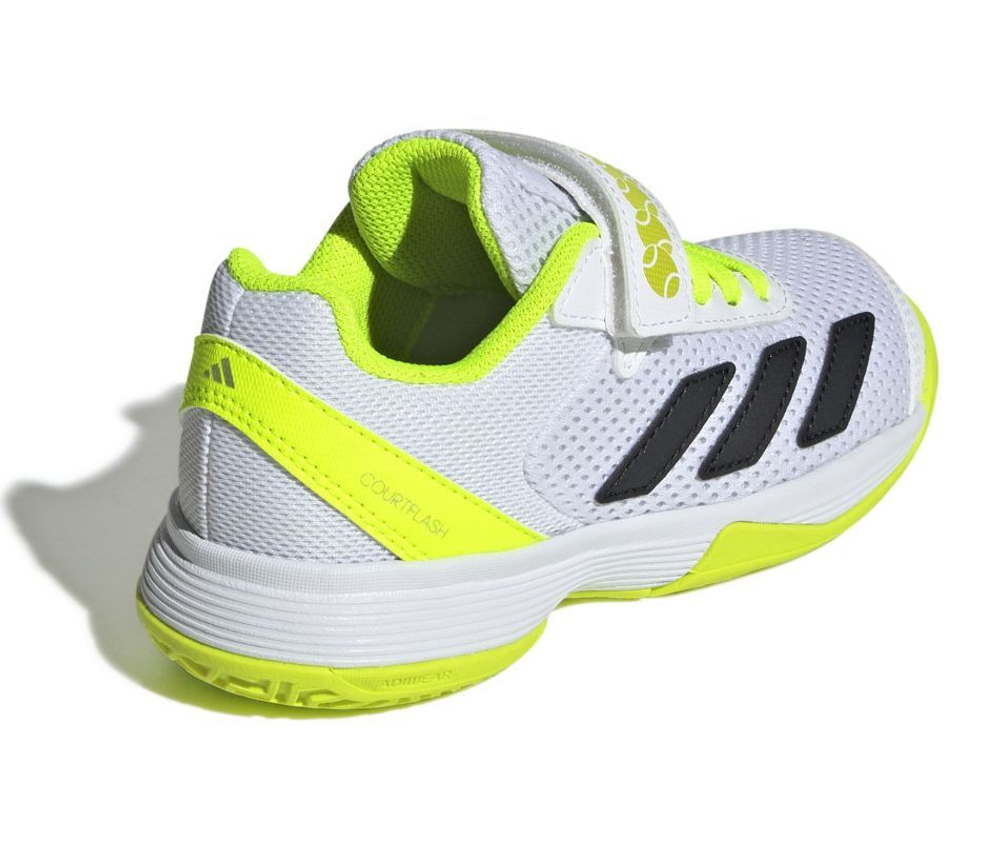 Детские теннисные кроссовки Adidas Courtflash K - cloud white/core black/lucid lemon