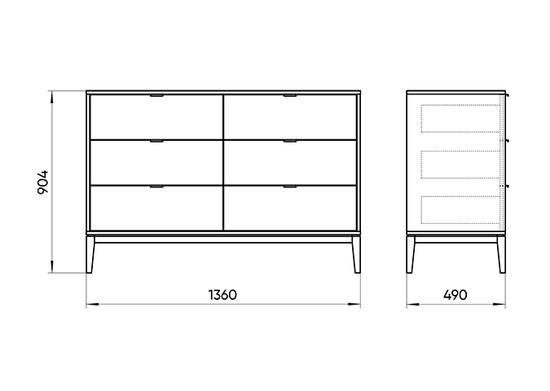 Комод Fjord 6 ящиков (темно-серый)