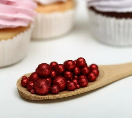 Посыпка рис воздушный "Блеск" красный, 30г