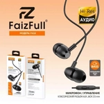 Гарнитура FaizFull FN22, вкладыши, разъем Jack, кабель 1.2 м Black