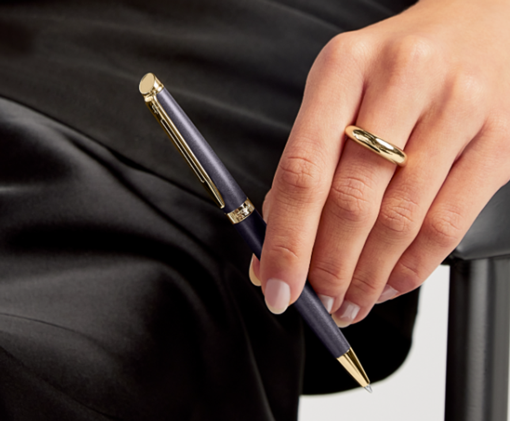 Waterman Hemisphere Metallic Black Lacquer GT ручка шариковая, 1,0мм, подарочная упаковка