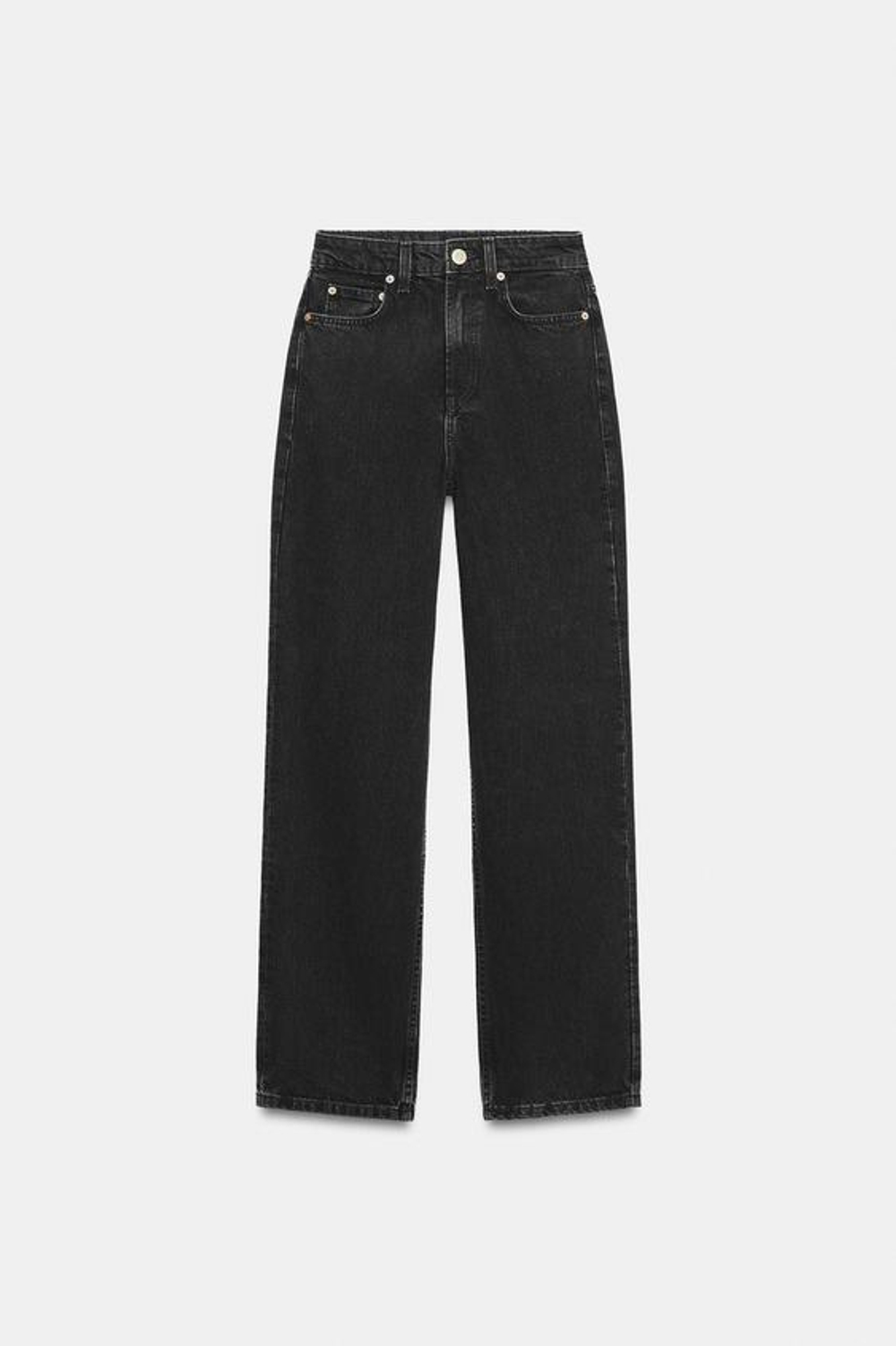 ZARA ДЖИНСЫ TRF MOM FIT С ВЫСОКОЙ ПОСАДКОЙ, ЧЕРНЫЙ