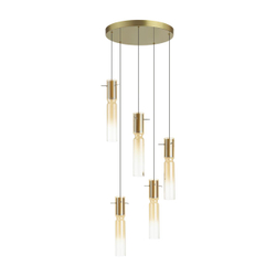 5058/25LA PENDANT ODL24 385 золотой/янтарный/металл/стекло Люстра каскадная LED 5*5W 3000K SCROW