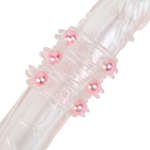Прозрачная силиконовая насадка на член с цветными бусинами (Цвет: прозрачный)