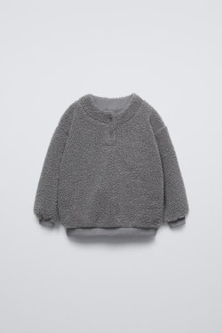 ZARA ТОЛСТОВКА ИЗ ИСКУССТВЕННОЙ ОВЧИНЫ, АНТРАЦИТОВО-СЕРЫЙ