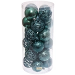 Новогодние шары 8 см (набор 24 шт) «Фактурный микс», темный нефрит