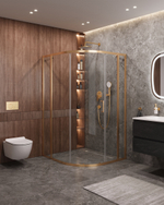 Душевой уголок Cezares MOLVENO-RH-11-120/110-C-Cr-IV, 120х110х195, профиль брашированное золото, прозрачное стекло