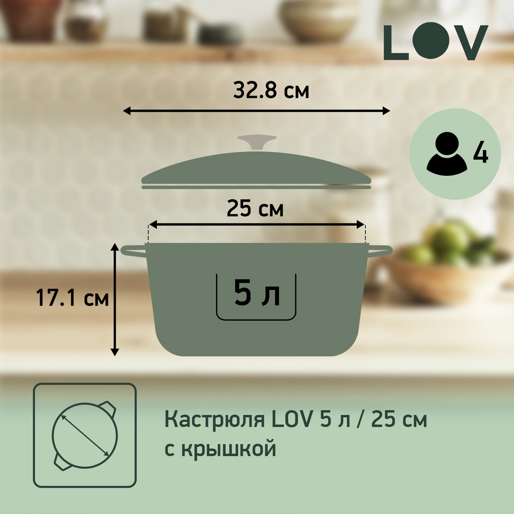 Кастрюля с крышкой Tefal LOV 25 см E2580404