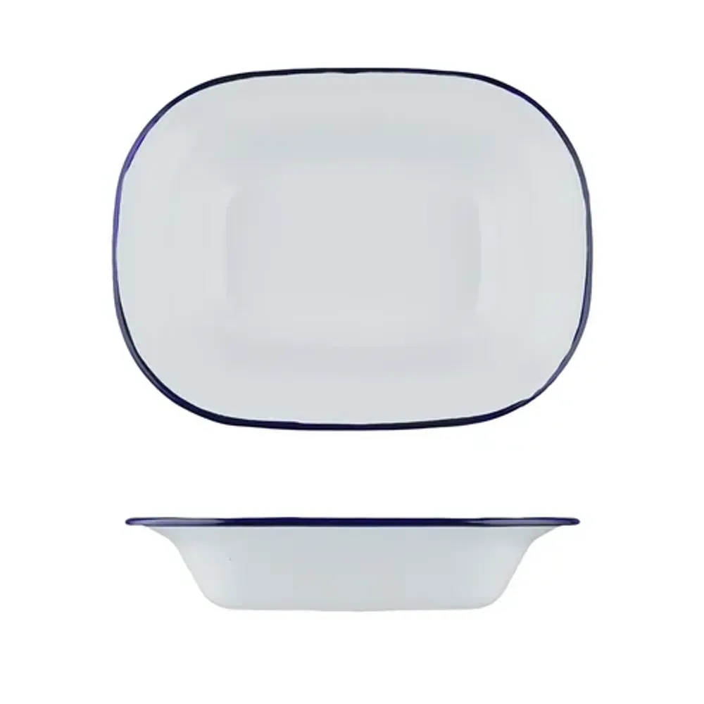 Блюдо для подачи 18*13 см h4 см 400 мл Blue Rim эмалированая сталь SUNNEX [1]