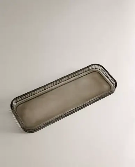 ZARA HOME ПОДНОС ИЗ ТЕРМОСТОЙКОГО СТЕКЛА, СЕРЫЙ